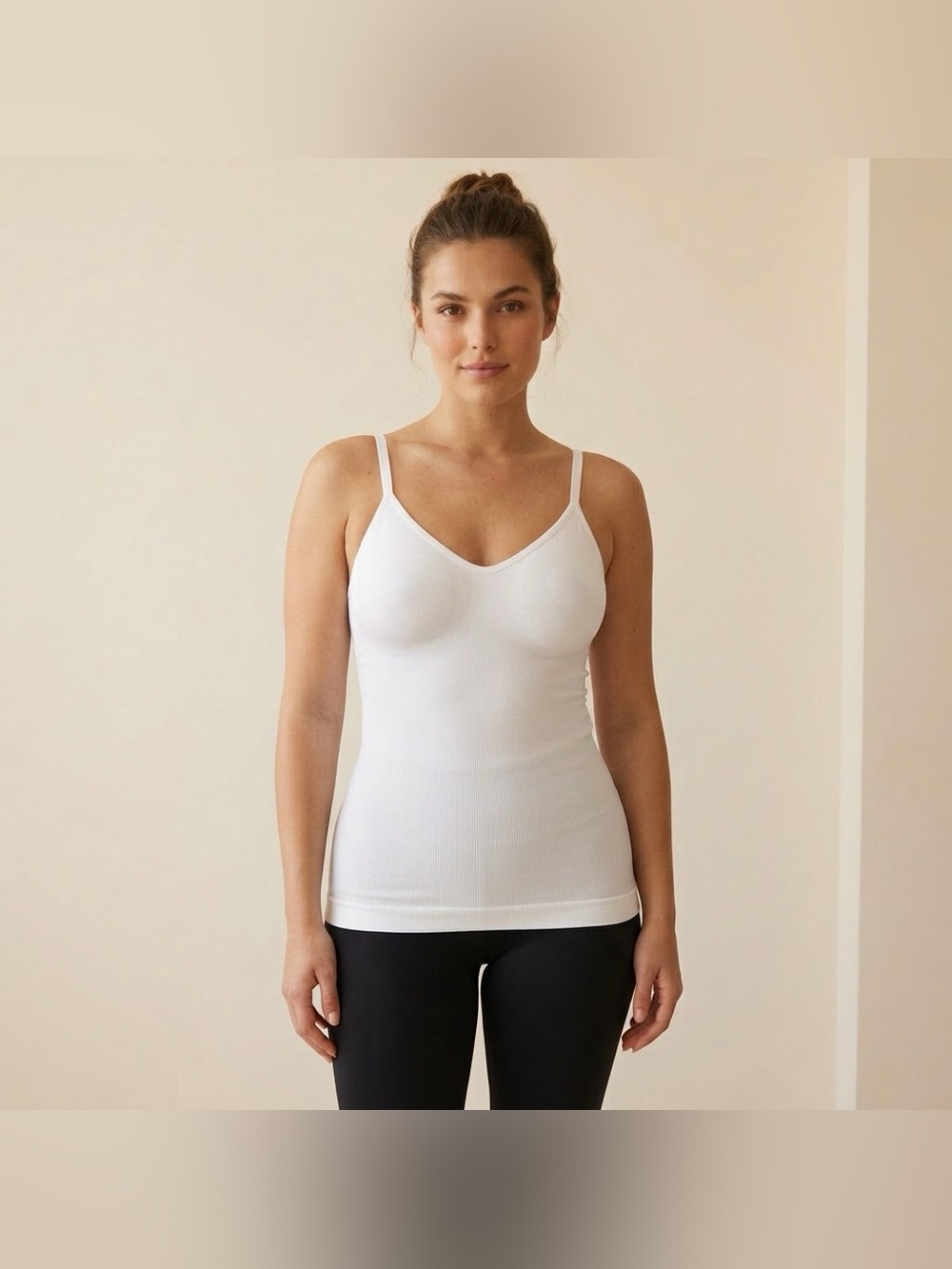 White Compression Shapewear Cami Seamless Tank Top Layering Basic Size XL